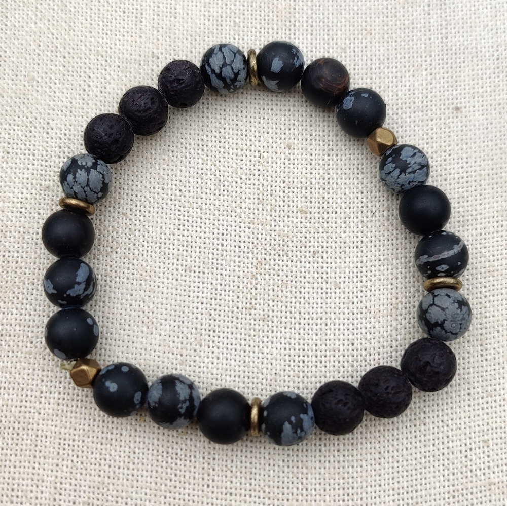 Snowflake obsidian healing bracelet